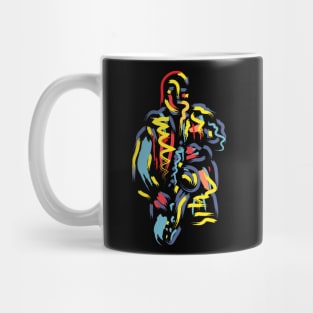 Saxophonist Paint Brush Style Mug